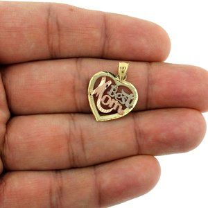 10K Yellow Gold Best Mom Heart Pendant